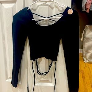 forever 21 open back, long sleeve, crop top